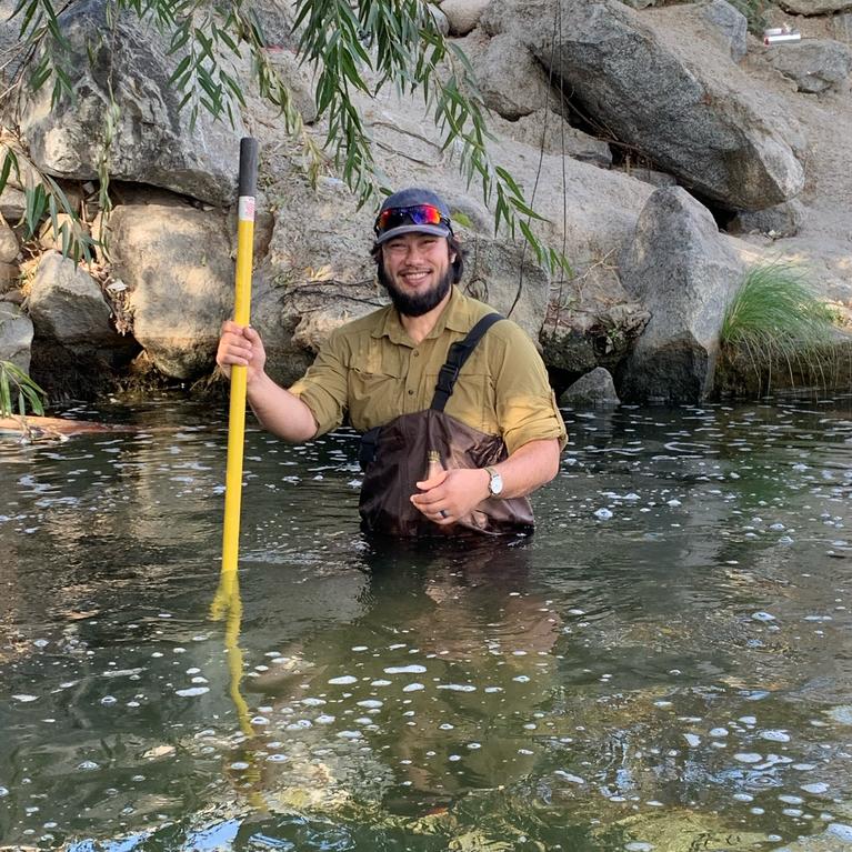 William Ota in the river
